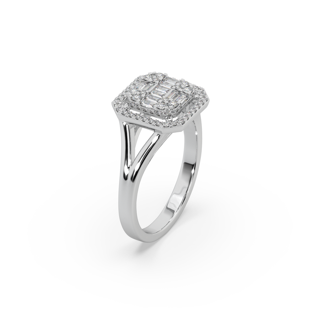 Wonderful 925 Silver And Round Diamond Studded Ladies Ring For Her