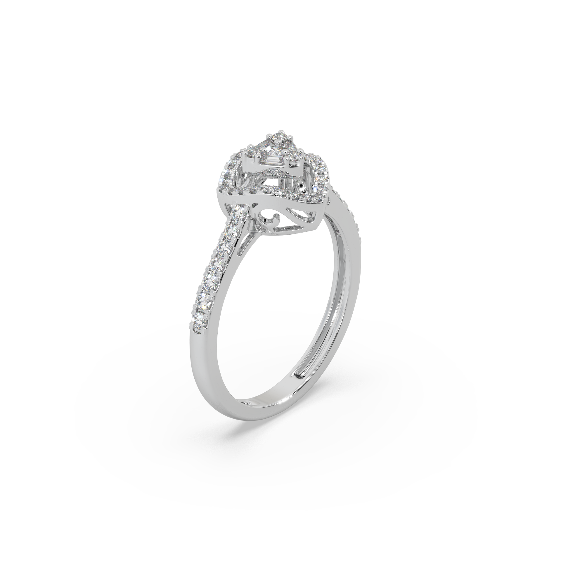 Guru Jewel's Round Diamond Studded Astonishing Silver Ring For her