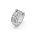 Exclusive Channel-Set Bugette 925 Silver And Diamond Studded Ladies Ring For Her