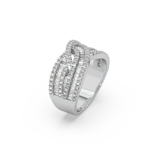 Exclusive Channel-Set Buguette 925 Silver Moissianite Ladies Ring For Her