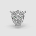 Guru Jewel's Exclusive Panther Style Round Diamond Studded Silver Ring For Him