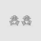 Guru Jewel's Fancy Cut Diamond Studded Silver Earrings For Her
