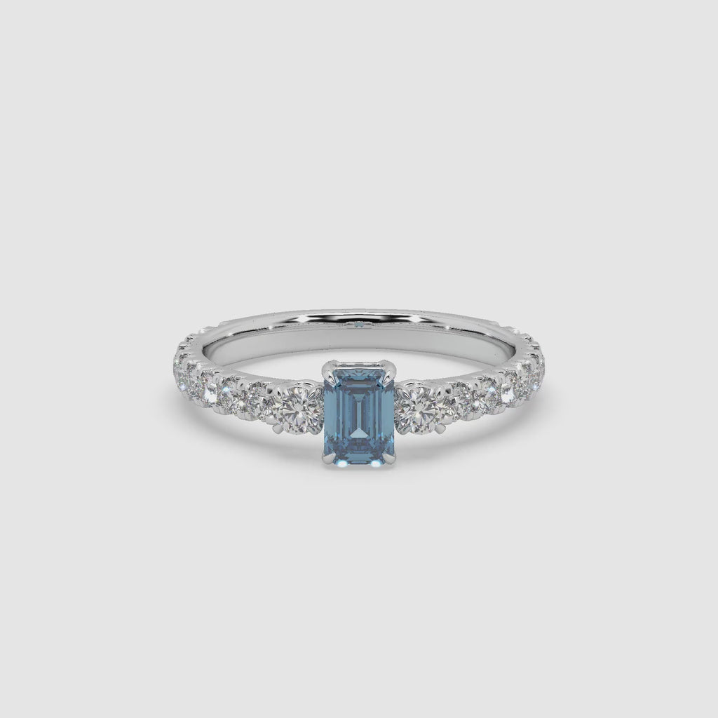 Guru Jewel's Blue Sapphire And Round Diamond Studded Exclusive Silver Ring For Her
