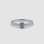 Guru Jewel's Blue Sapphire And Round Diamond Studded Exclusive Silver Ring For Her