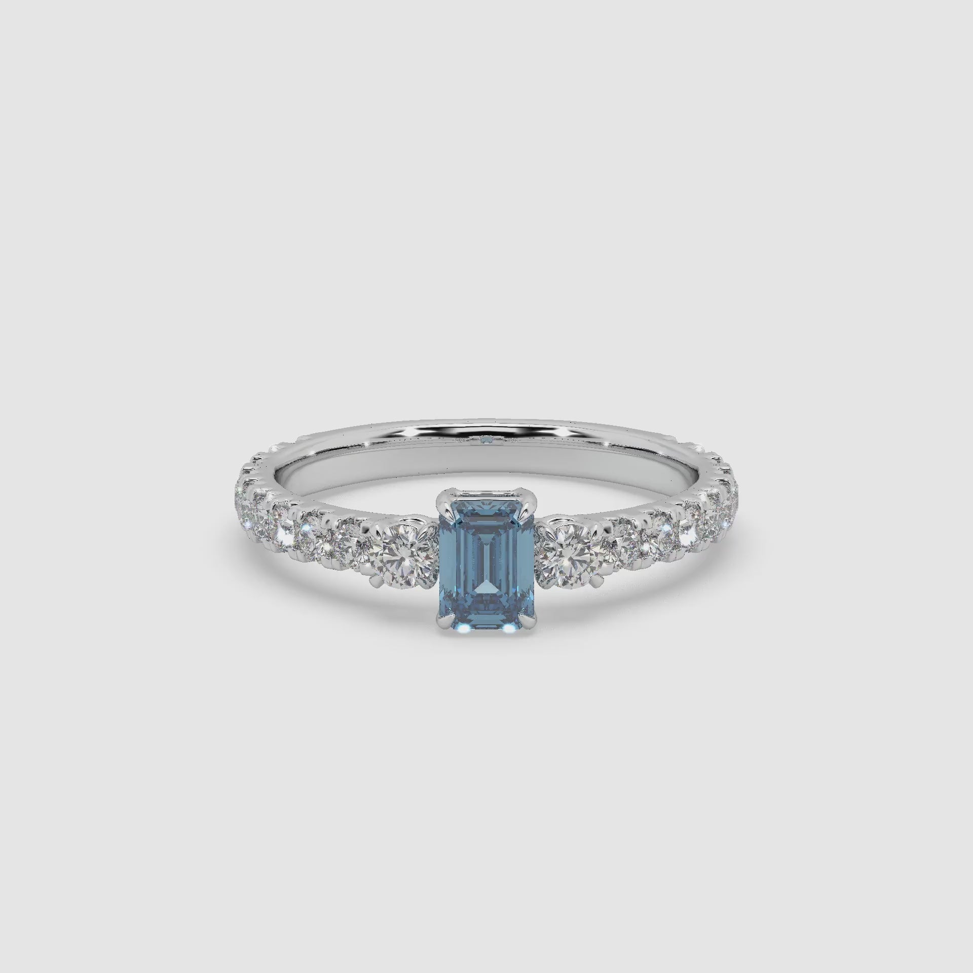 Guru Jewel's Blue Sapphire And Round Diamond Studded Exclusive Silver Ring For Her