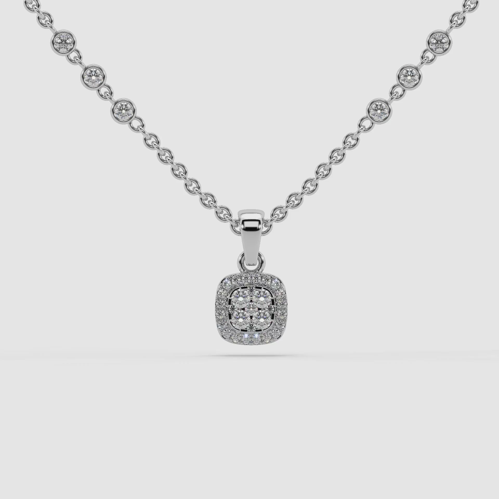 Guru Jewel's Impressive Diamond Studded Silver Only Pendent For Her