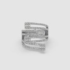 Guru Jewel's Round And Bugget Diamond Studded Attractive Silver Ring For her