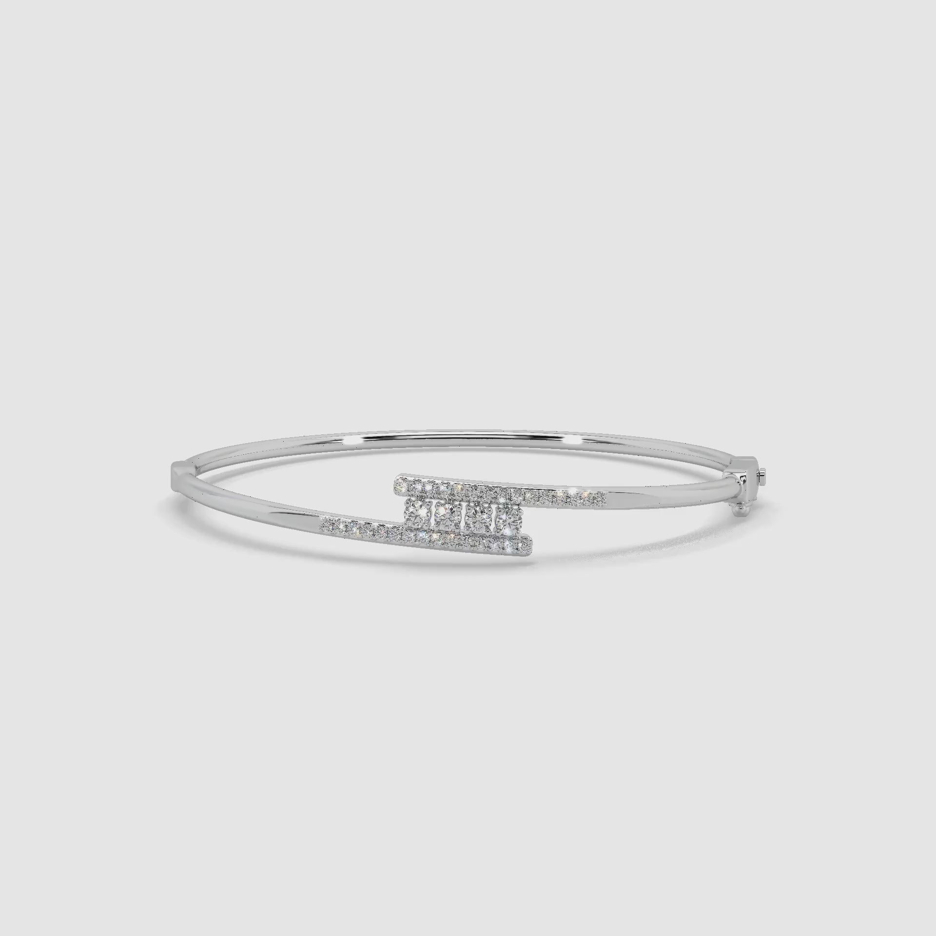 Guru Jewel's Round Diamond Studded Fascinating Silver Bracelet For Her