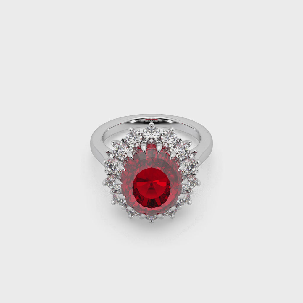 925 Silver Red Stone Ladies Ring For Her