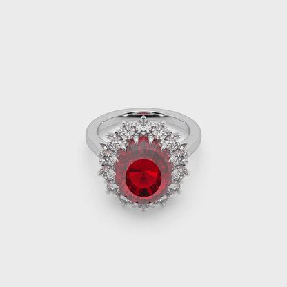 925 Silver Red Stone Ladies Ring For Her