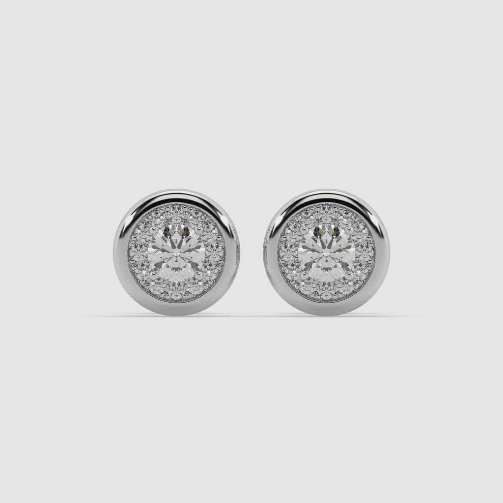 Guru Jewel's Round Diamond Studded Round Shaped Attractive Silver Earrings For Her