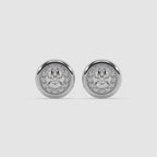 Guru Jewel's Round Diamond Studded Round Shaped Attractive Silver Earrings For Her