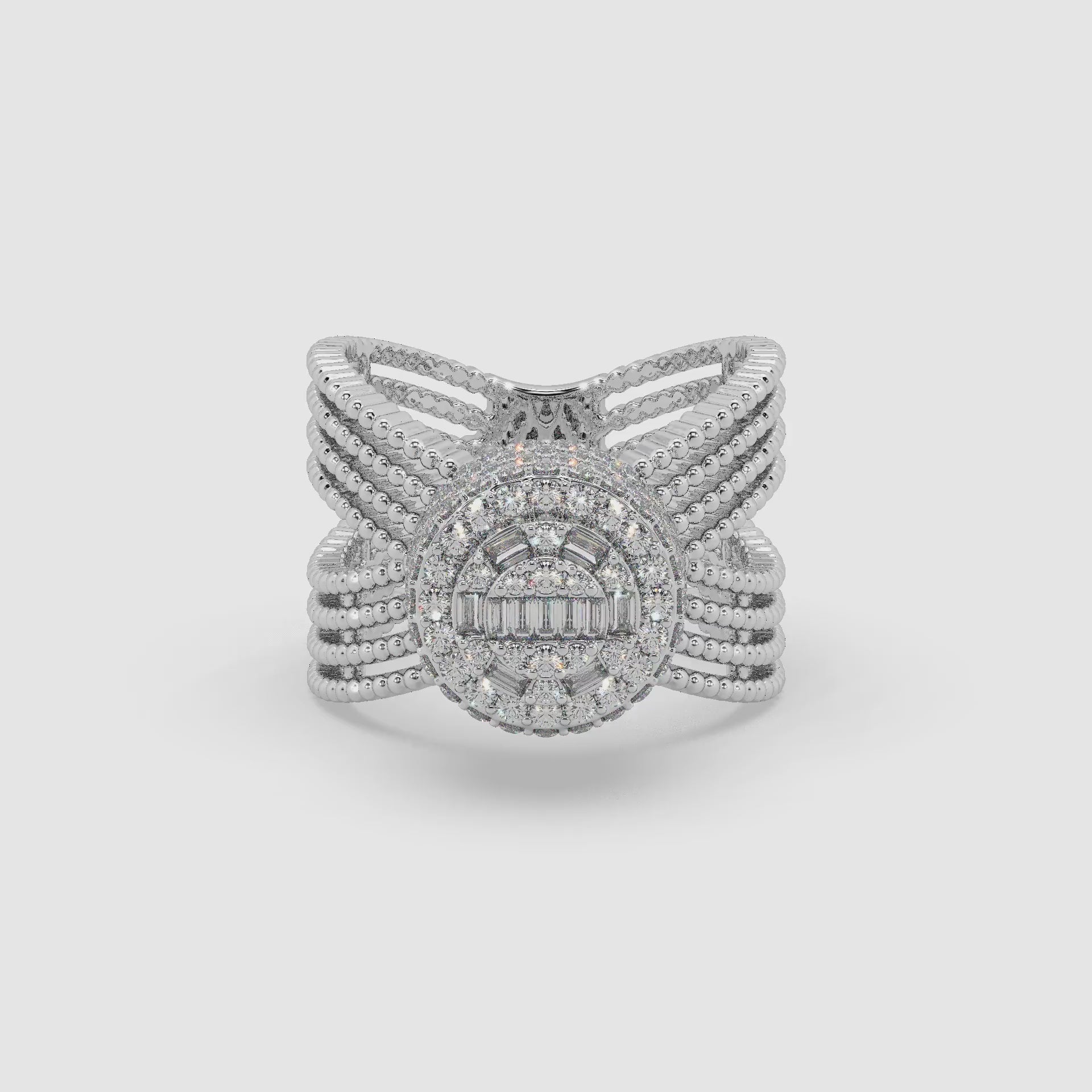 Guru Jewel's Round Diamond Studded Devastating Silver Ring For Her