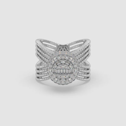 Guru Jewel's Round Diamond Studded Devastating Silver Ring For Her