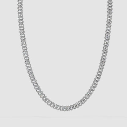 Guru Jewel's Round Diamond Studded Exclusive Silver Cuban Chain For Him