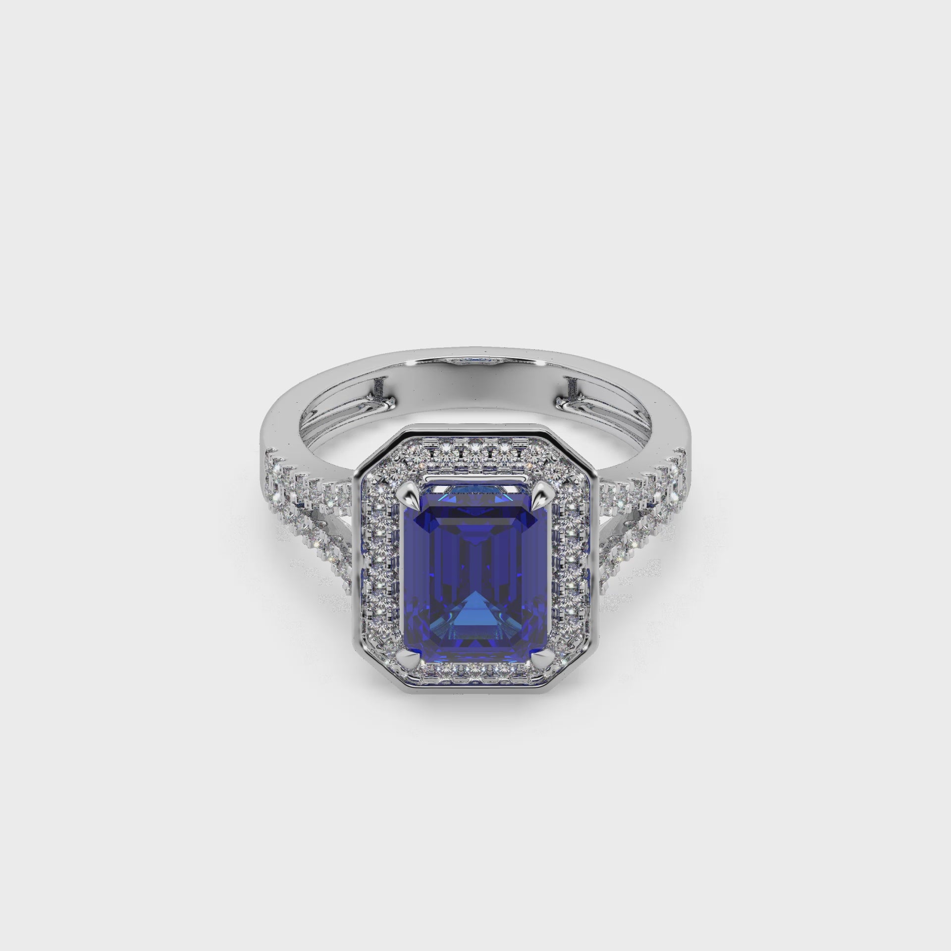 Woman's 925 Silver And Diamond And Blue Stone Studded Ladies Ring For Her
