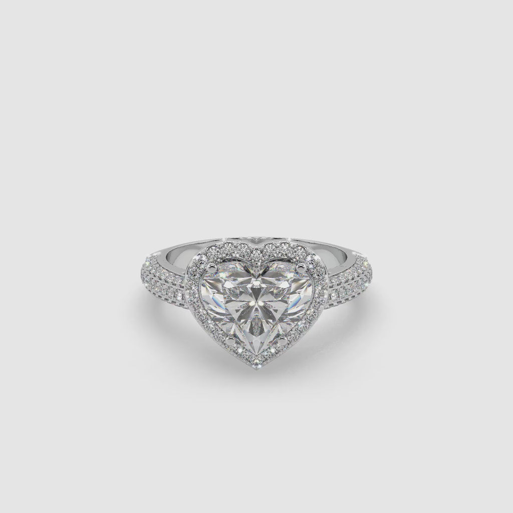 Guru Jewel's Fancy Heart And Round Diamond Studded Heart Shaped Fabulous Ring For Her