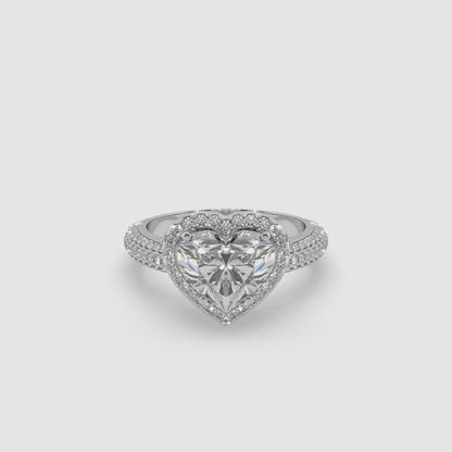 Guru Jewel's Fancy Heart And Round Diamond Studded Heart Shaped Fabulous Ring For Her