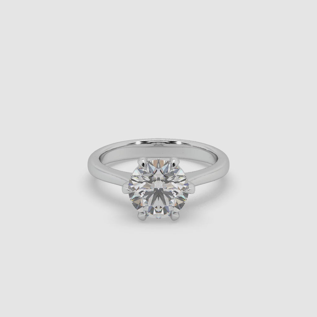 Guru Jewel's Round Solitaire Diamond Studded Exclusive Engagement Silver Sing For Her