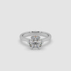 Guru Jewel's Round Solitaire Diamond Studded Exclusive Engagement Silver Sing For Her