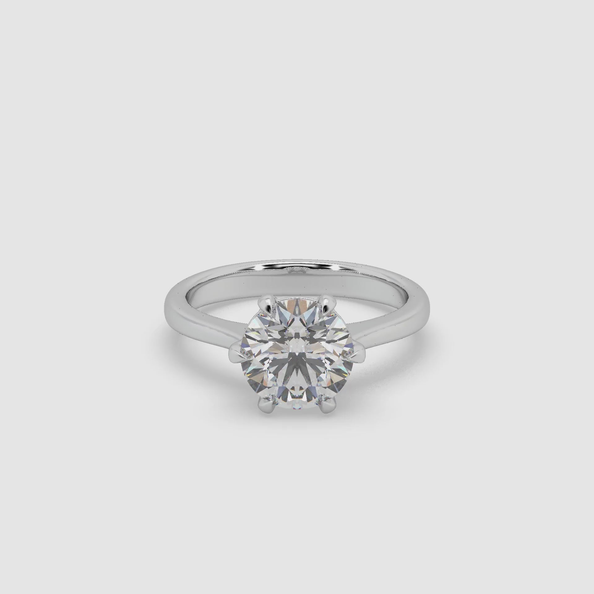 Guru Jewel's Round Solitaire Diamond Studded Exclusive Engagement Silver Sing For Her