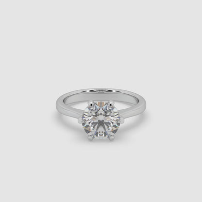 Guru Jewel's Round Solitaire Diamond Studded Exclusive Engagement Silver Ring For Her