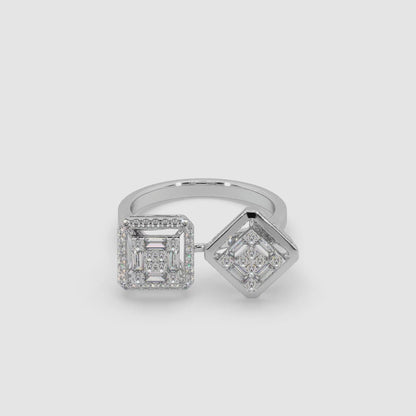 Guru Jewel's Round And Bugget Diamond Studded Silver Ring For Her