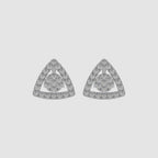 Guru Jewel's Round Diamond Studded Triangle Shaped Silver Earrings For Her
