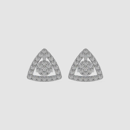 Guru Jewel's Round Diamond Studded Triangle Shaped Silver Earrings For Her