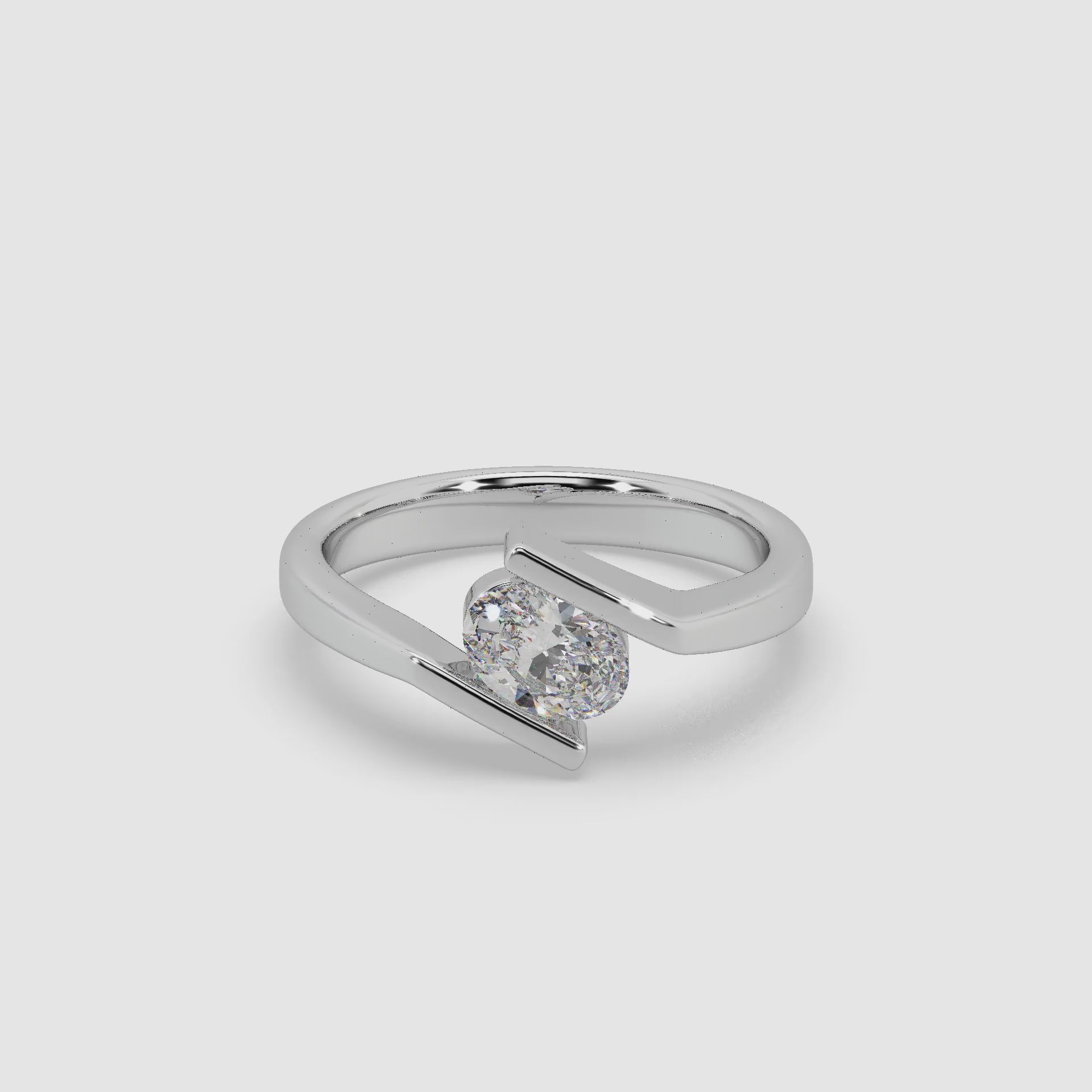 Classic Oval 0.83 CT Solitaire 925 Silver Ladies Ring For Her