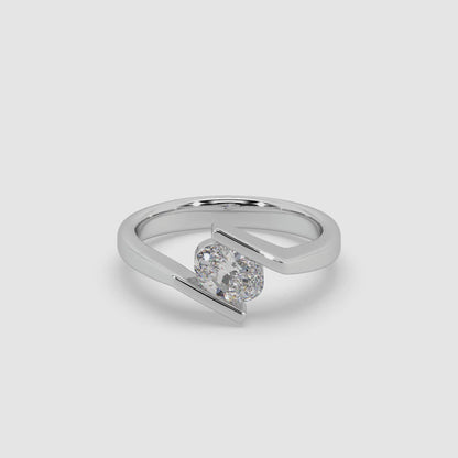 Classic Oval 0.83 CT Solitaire 925 Silver Ladies Ring For Her