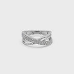 Attractive Round Diamond Studded Silver Ring For Her