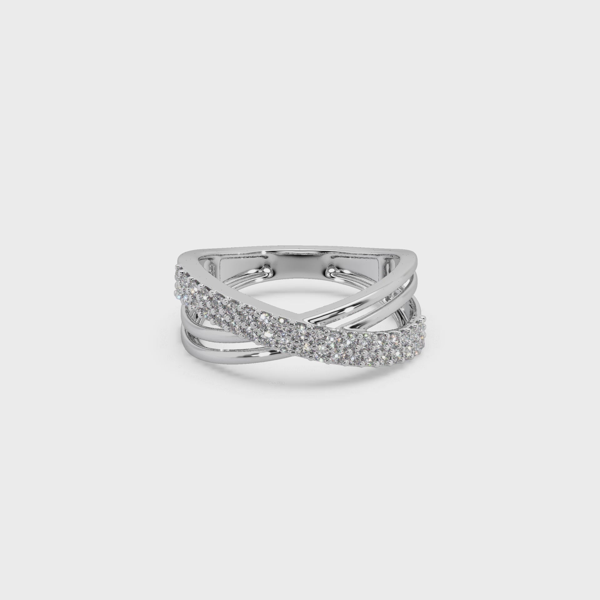 Attractive Round Diamond Studded Silver Ring For Her