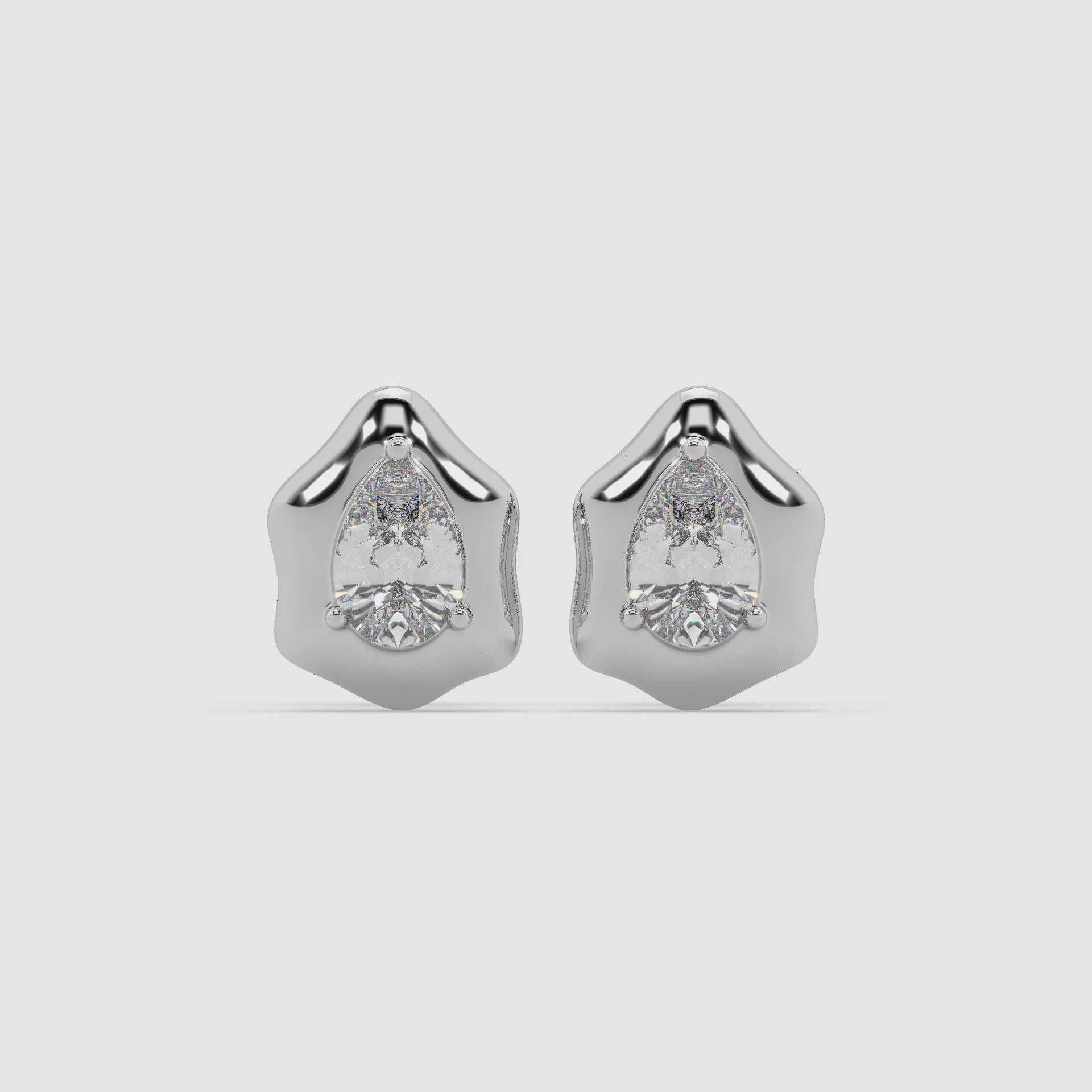 Guru Jewel's Attractive Fancy Pear Shape Diamond Studded Silver Earrings For Her