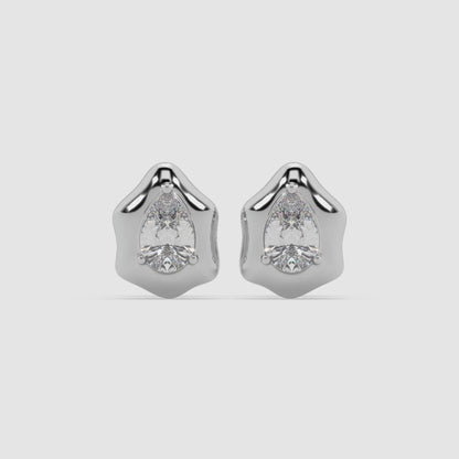Guru Jewel's Attractive Fancy Pear Shape Diamond Studded Silver Earrings For Her