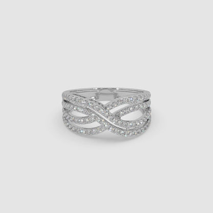 Guru Jewel's Round Diamond Studded Alluring Silver Ring For Her