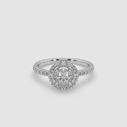 Guru Jewel's Round Solitaire Studded Silver Ring For Her