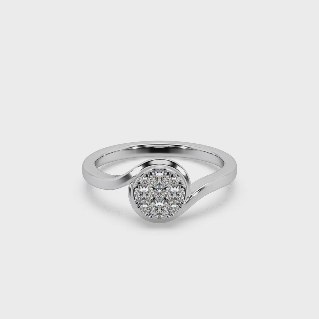 Captivating 925 Silver And Round Diamond Studded Ladies Ring For Her