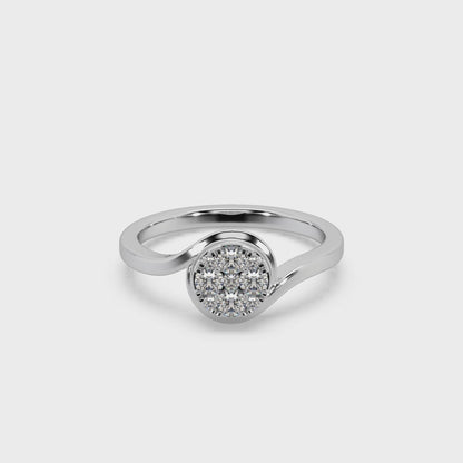 Captivating 925 Silver And Round Diamond Studded Ladies Ring For Her