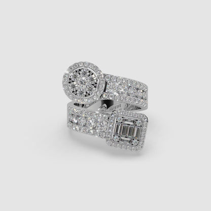 Guru Jewel's Round And Bugget Studded Fascinating Silver Ring For Her