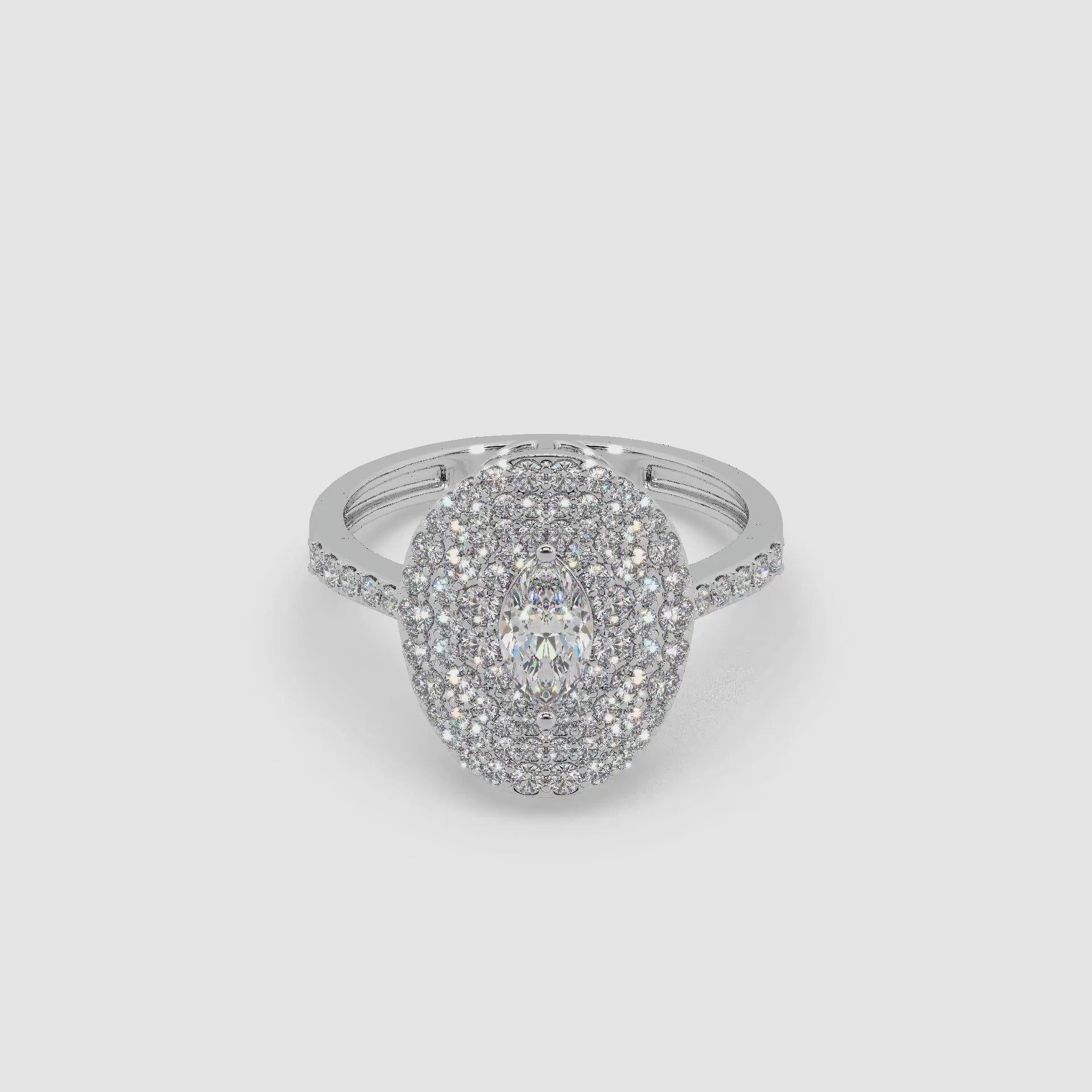 Guru Jewel's Round And Fancy Marquise Diamond Studded Silver Ring For Her