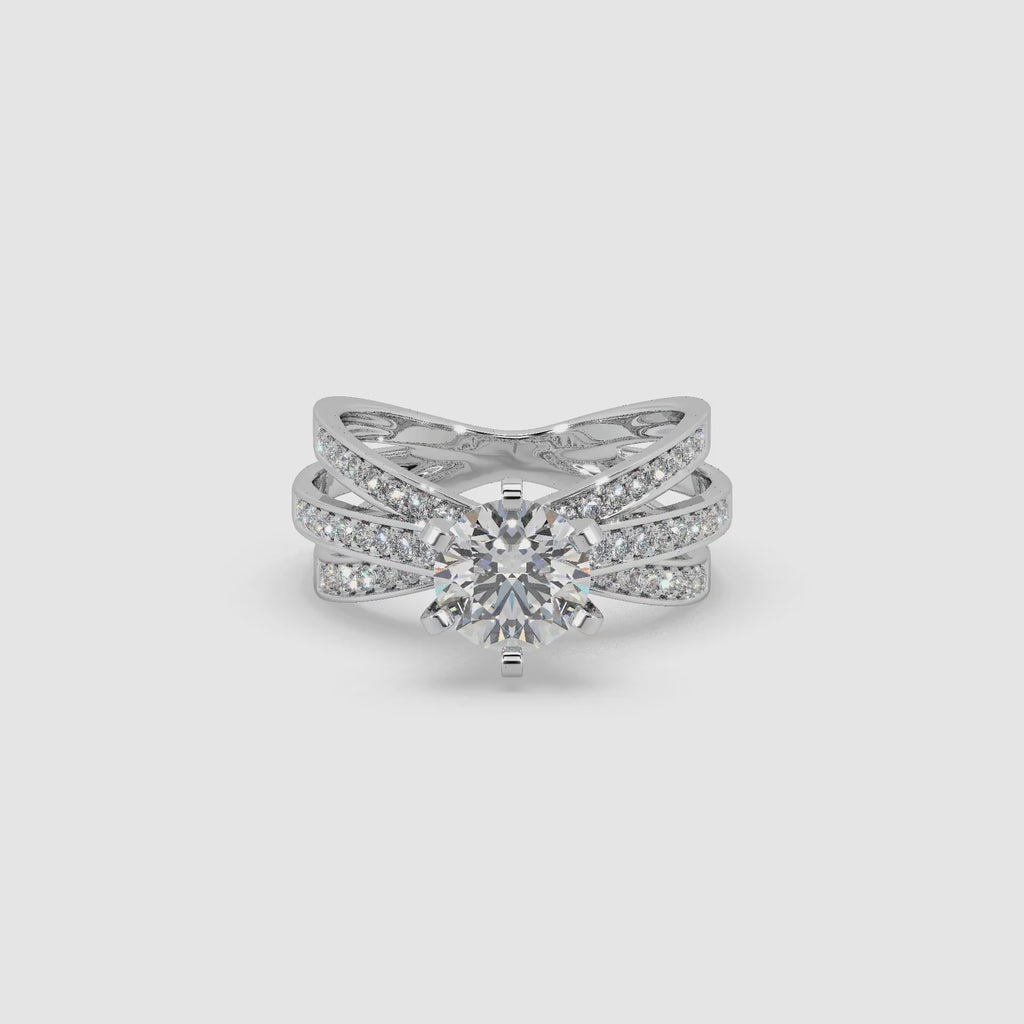 Guru Jewel's Round Solitaire Studded Impressive Silver Ring For Her