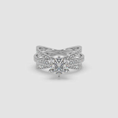Guru Jewel's Round Solitaire Studded Impressive Silver Ring For Her