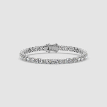Guru Jewel's Glamorous 4.00 MM Round Solitaire Diamond Studded Silver Tennis Bracelet