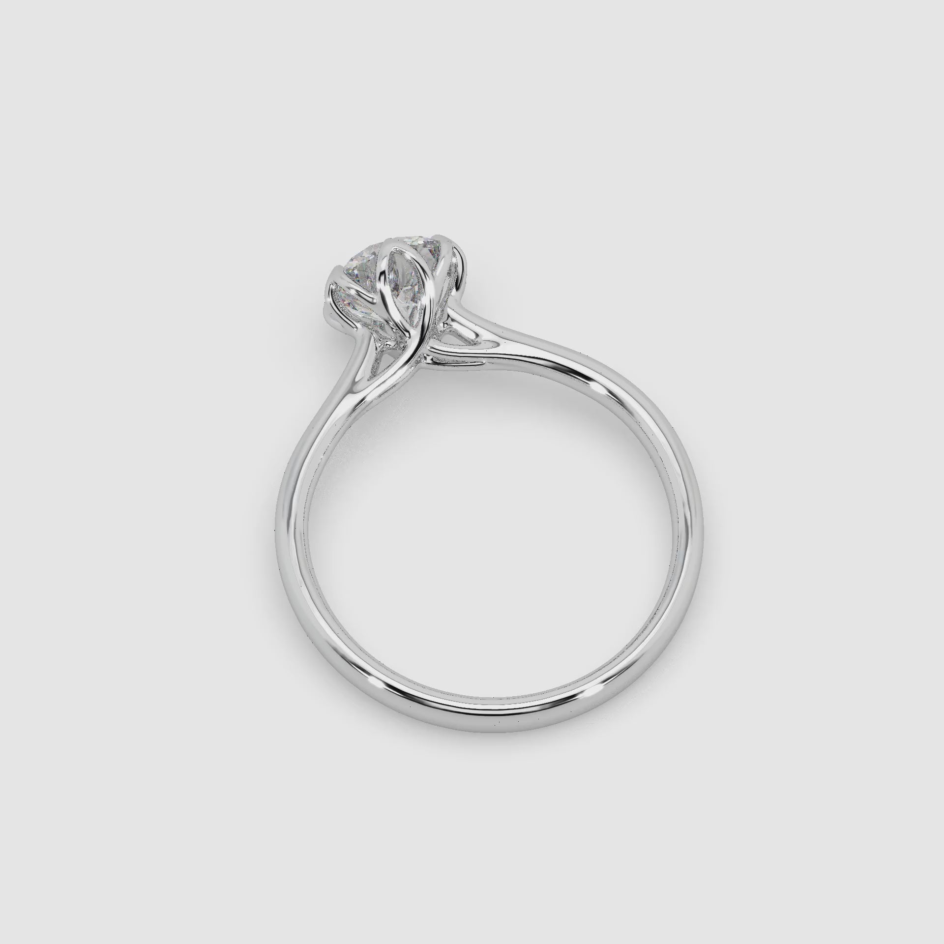 Guru Jewel's Round Solitaire Diamond Studded Silver Ring For Her