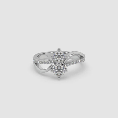 Guru Jewel's Round Diamond Studded Captivating Silver Ring For Her