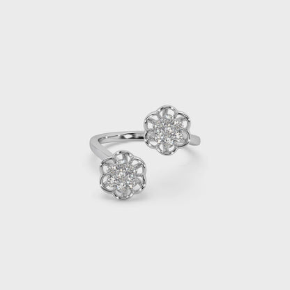 Exclusive Twin Piece 925 Silver Moissanite Studded Ladies Ring For Her