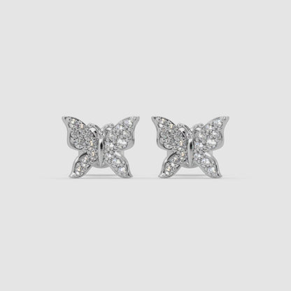Guru Jewel's Moissanite Studded Silver Butterfly Earings For Her
