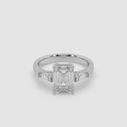 Guru Jewel's Fancy Shaped Emerald And Bugget Diamond Studded Silver Ring For Her