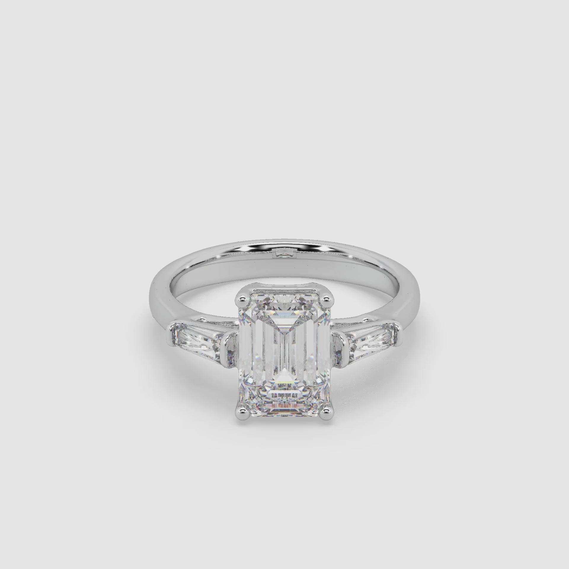 Guru Jewel's Fancy Shaped Emerald And Bugget Diamond Studded Silver Ring For Her